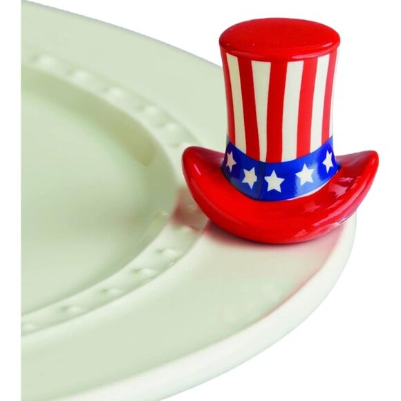 Nora Fleming HOME OF THE FREE mini, Patriotic Uncle Sam Hat - NEW - Picture 2 of 2